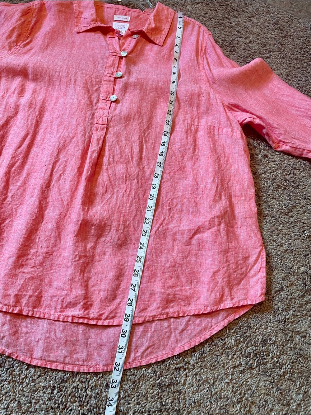 Sigrid Olsen Linen Coral Popiver Tunic Blouse. Size 2X. - Picture 10 of 10